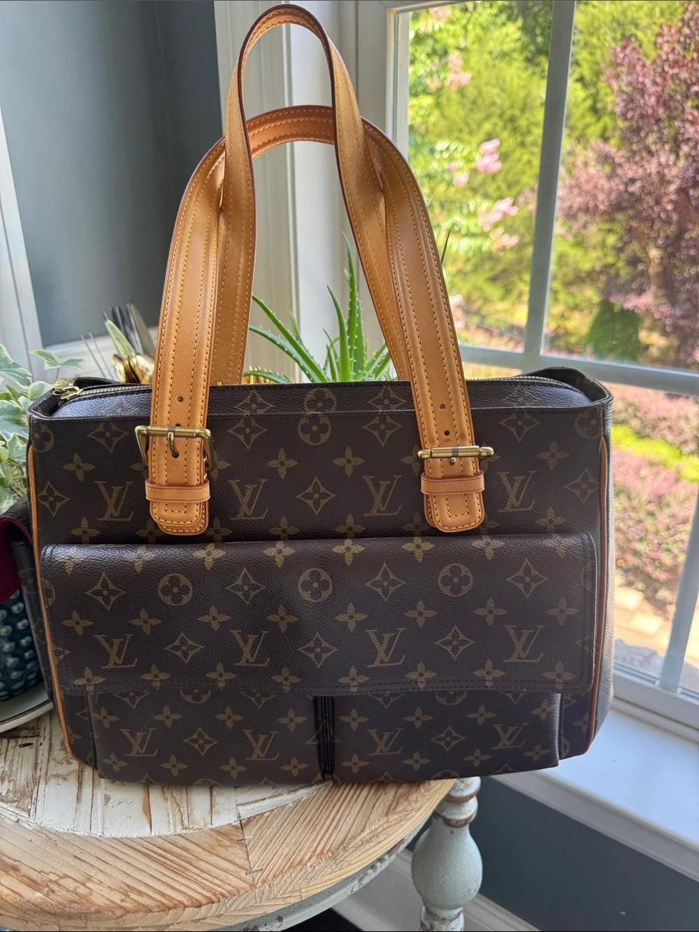 Louis Vuitton Brown Monogram Canvas Satchel with Vachetta Leather Handles